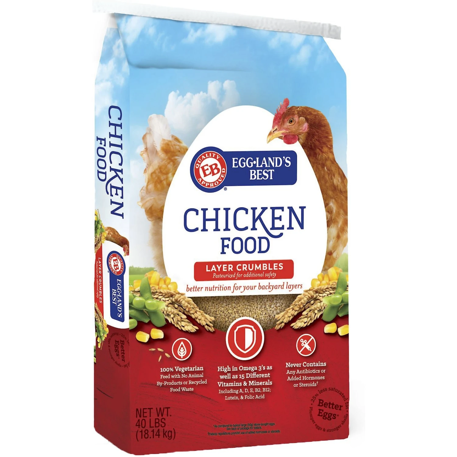 Eggland's Best 17% Protein Layer Crumbles Chicken Feed, 40-lb Bag 1 Eggland's Best 17% Protein Layer Crumbles Chicken Feed, 40-lb Bag