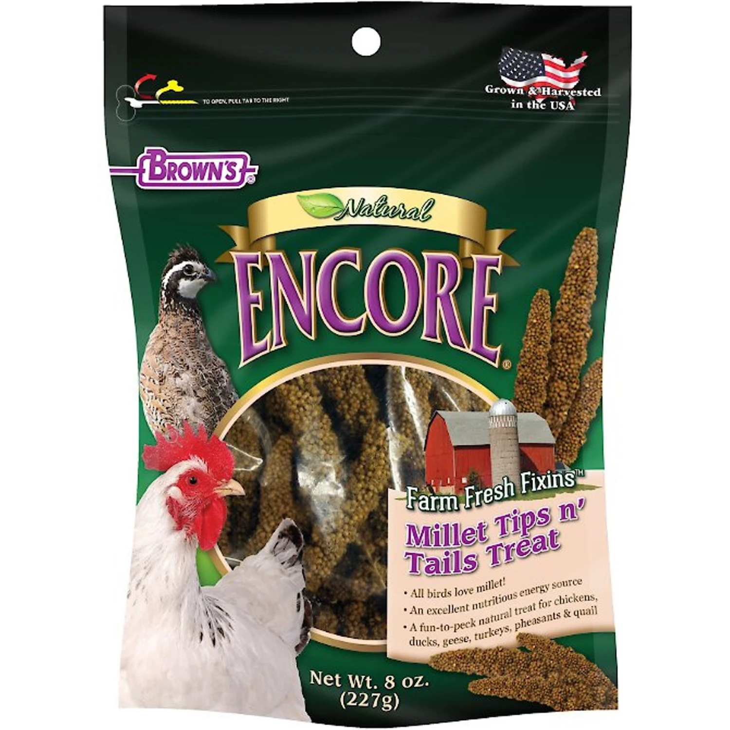 Brown's Encore Millet Tips N' Tails Poultry Treat, 8-oz Bag 1 Brown's Encore Millet Tips N' Tails Poultry Treat, 8-oz Bag