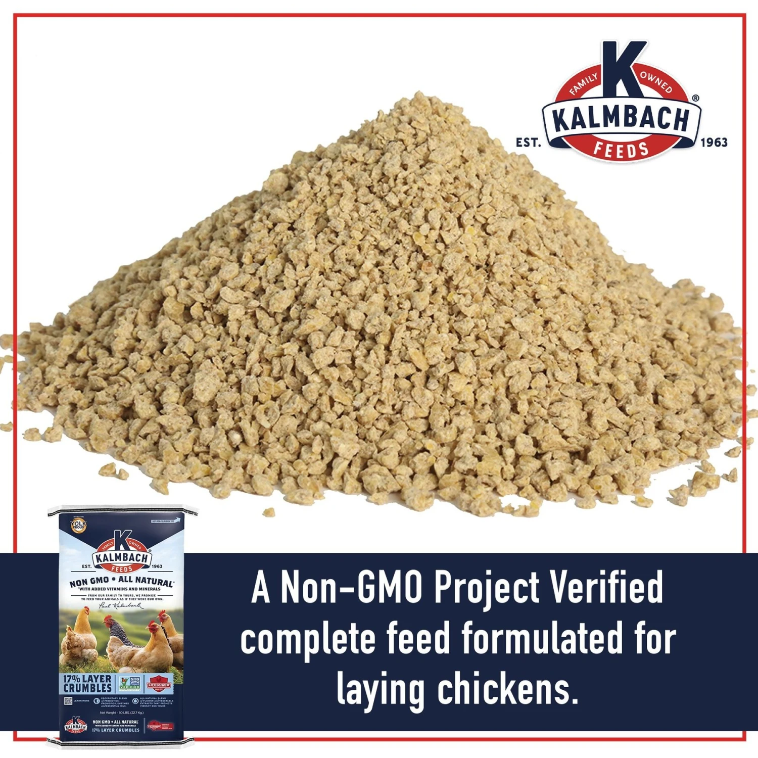 Kalmbach Feeds All Natural Non-GMO 17% Protein Layer Crumbles Chicken Feed, 50-lb Bag 3 Kalmbach Feeds All Natural Non-GMO 17% Protein Layer Crumbles Chicken Feed, 50-lb Bag - Image 3