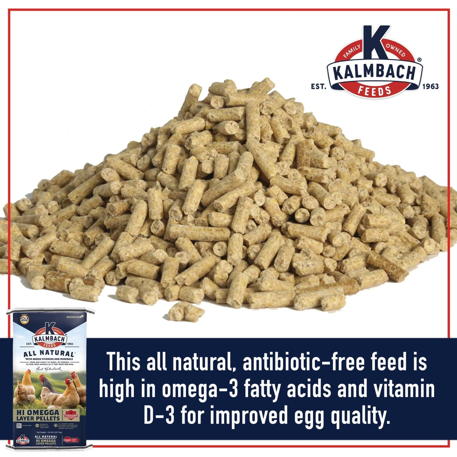 Kalmbach Feeds All Natural Hi Omega 17% Protein Layer Pellets Chicken Feed 3 Kalmbach Feeds All Natural Hi Omega 17% Protein Layer Pellets Chicken Feed - Image 3