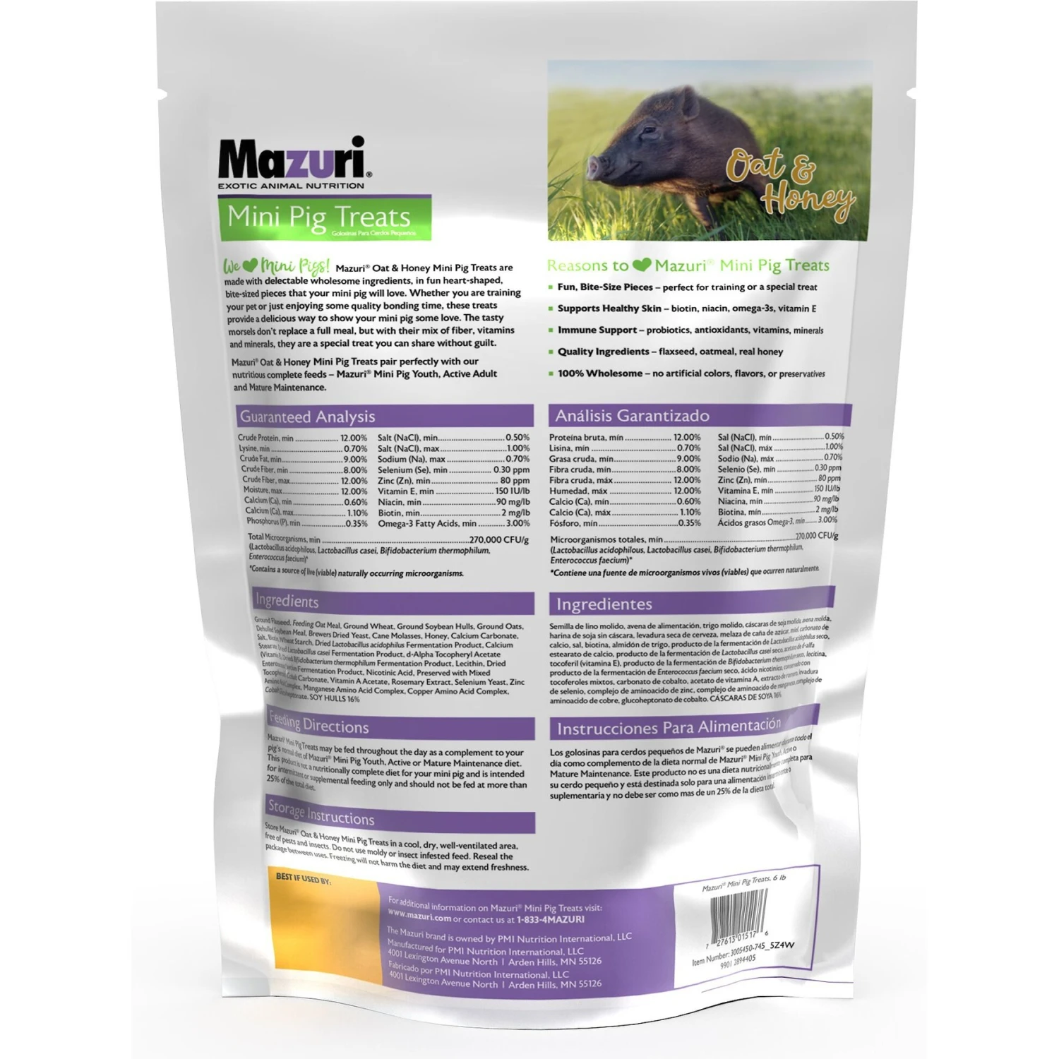 Mazuri Oat & Honey Mini Pig Treats, 6-lb Bag 3 Mazuri Oat & Honey Mini Pig Treats, 6-lb Bag - Image 3