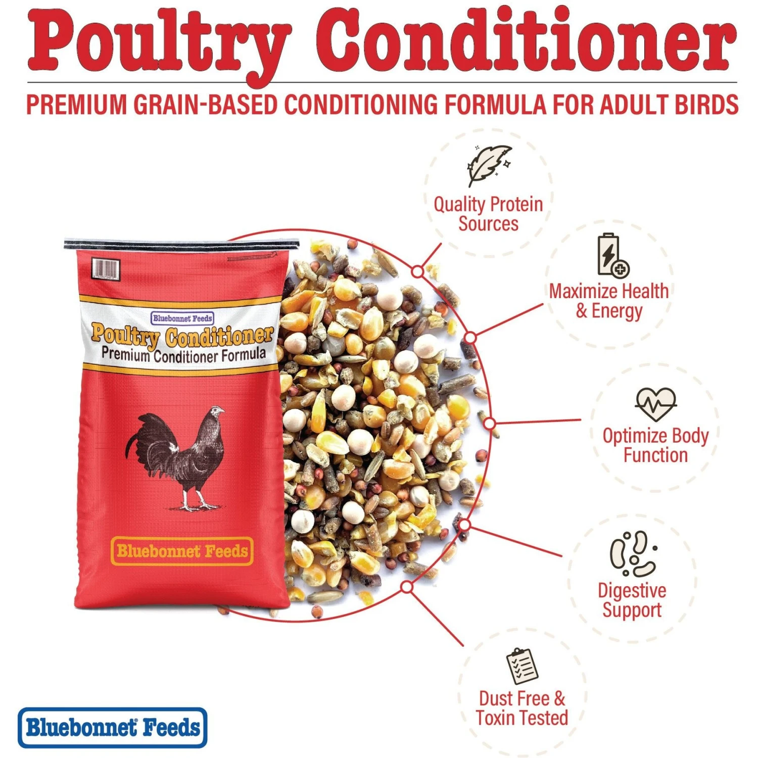 Bluebonnet Feeds Poultry Conditioner 14% Protein Premium Formula Grain Bird Food 3 Bluebonnet Feeds Poultry Conditioner 14% Protein Premium Formula Grain Bird Food - Image 3