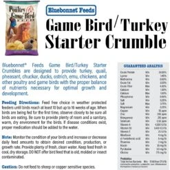 Bluebonnet Feeds Poultry & Game 30% Protein Crumble Bird Food 12 Bluebonnet Feeds Poultry & Game 30% Protein Crumble Bird Food -Meadow Farm 225320 PT3. AC SS1800 V1682096573