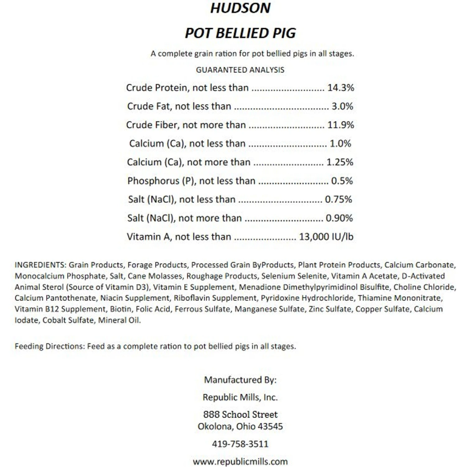 Hudson Feeds Swine Feeds Pot Bellied Pig Food, 50-lb Bag 2 Hudson Feeds Swine Feeds Pot Bellied Pig Food, 50-lb Bag - Image 2