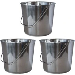 AmeriHome Stainless Steel Bucket Set, 3 Count
