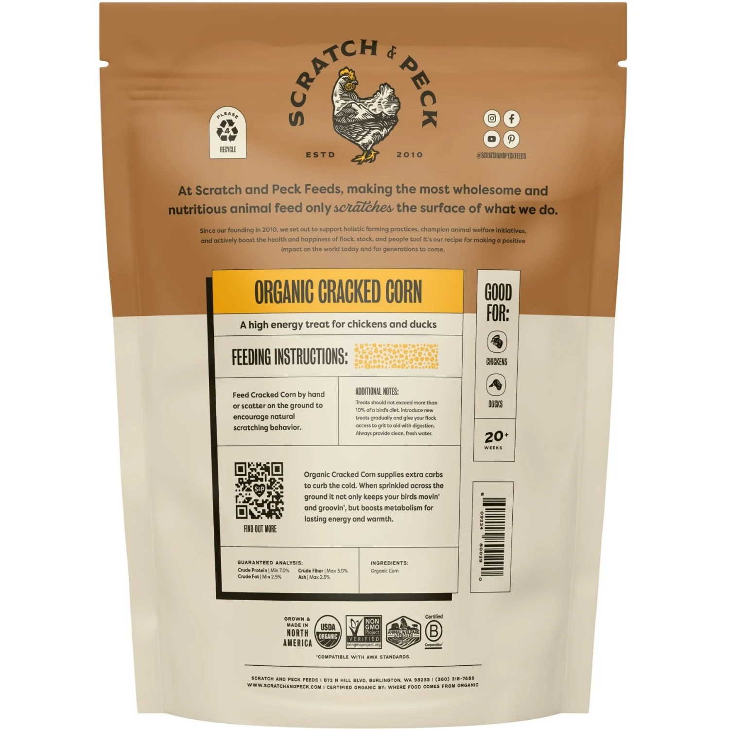 Scratch And Peck Feeds Cluckin' Good Organic Cracked Corn Poultry Treats 2 Scratch And Peck Feeds Cluckin' Good Organic Cracked Corn Poultry Treats - Image 2