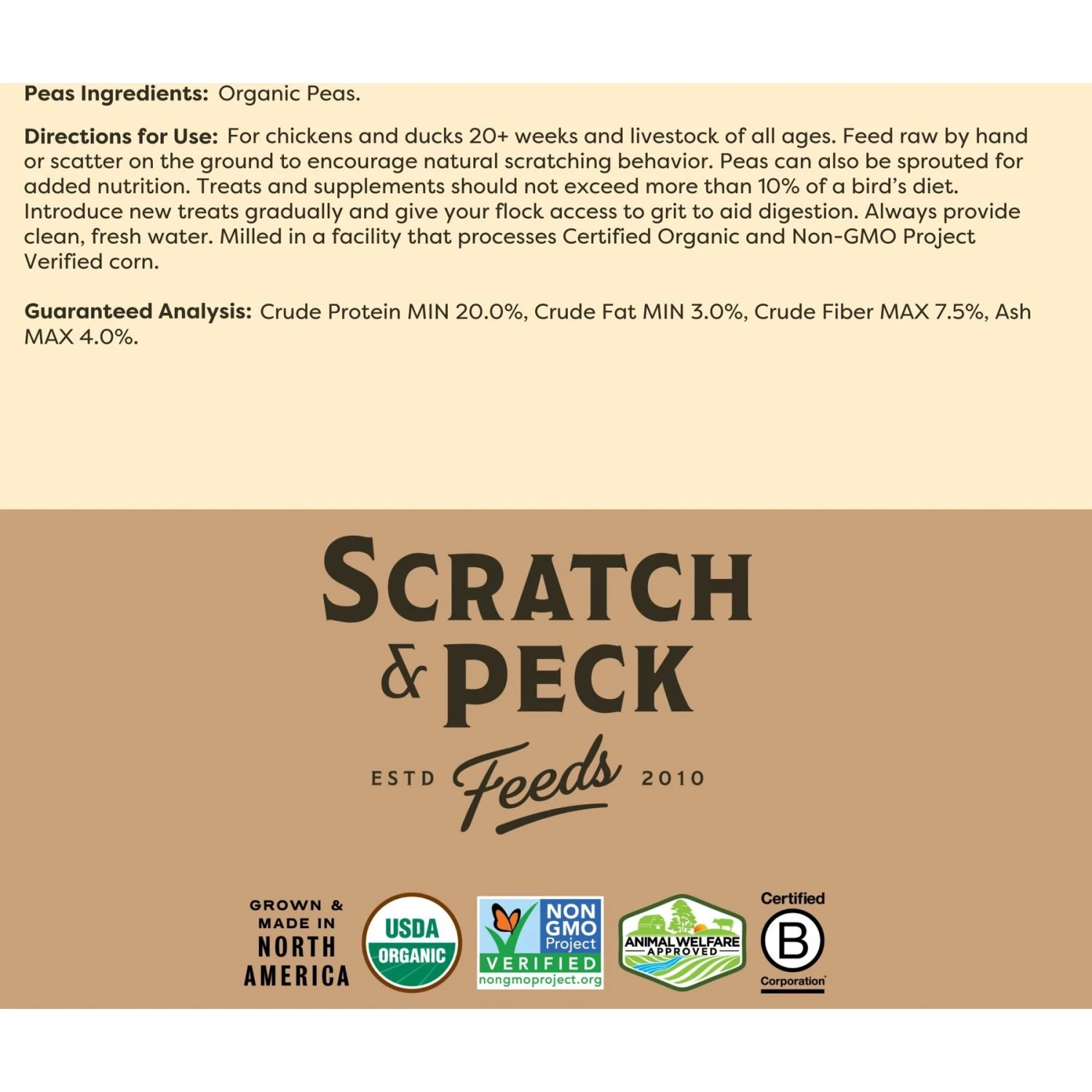 Scratch And Peck Feeds Organic Whole Peas Poultry Treats, 40-lb Bag 7 Scratch And Peck Feeds Organic Whole Peas Poultry Treats, 40-lb Bag - Image 7