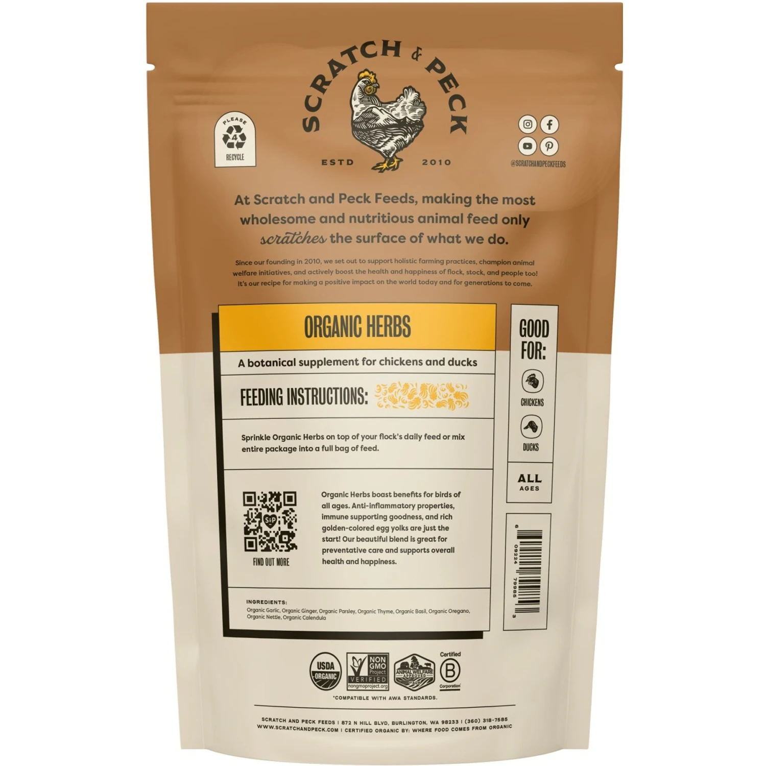 Scratch And Peck Feeds Cluckin' Good Organic Herbs Chicken Supplement, 10-oz Bag 2 Scratch And Peck Feeds Cluckin' Good Organic Herbs Chicken Supplement, 10-oz Bag - Image 2