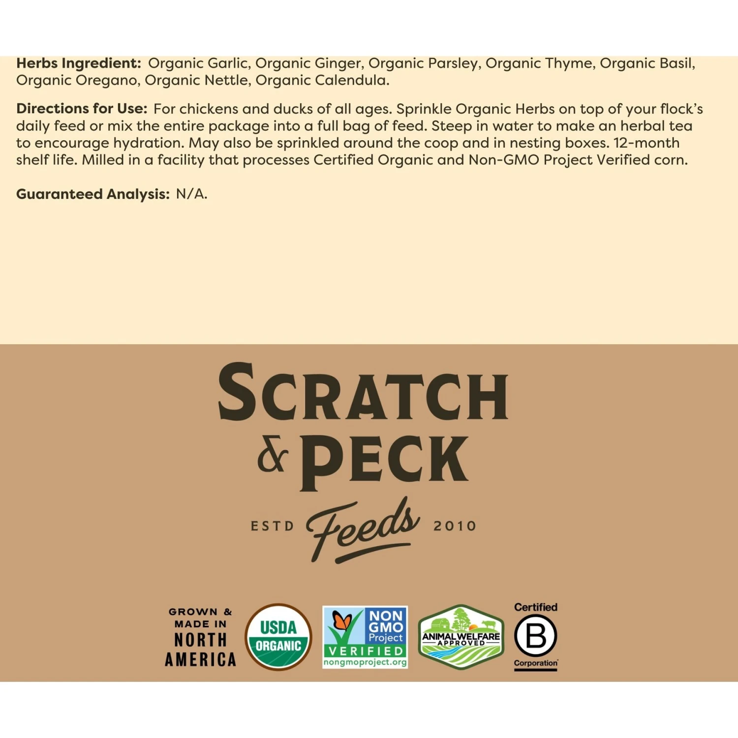 Scratch And Peck Feeds Cluckin' Good Organic Herbs Chicken Supplement, 10-oz Bag 7 Scratch And Peck Feeds Cluckin' Good Organic Herbs Chicken Supplement, 10-oz Bag - Image 7