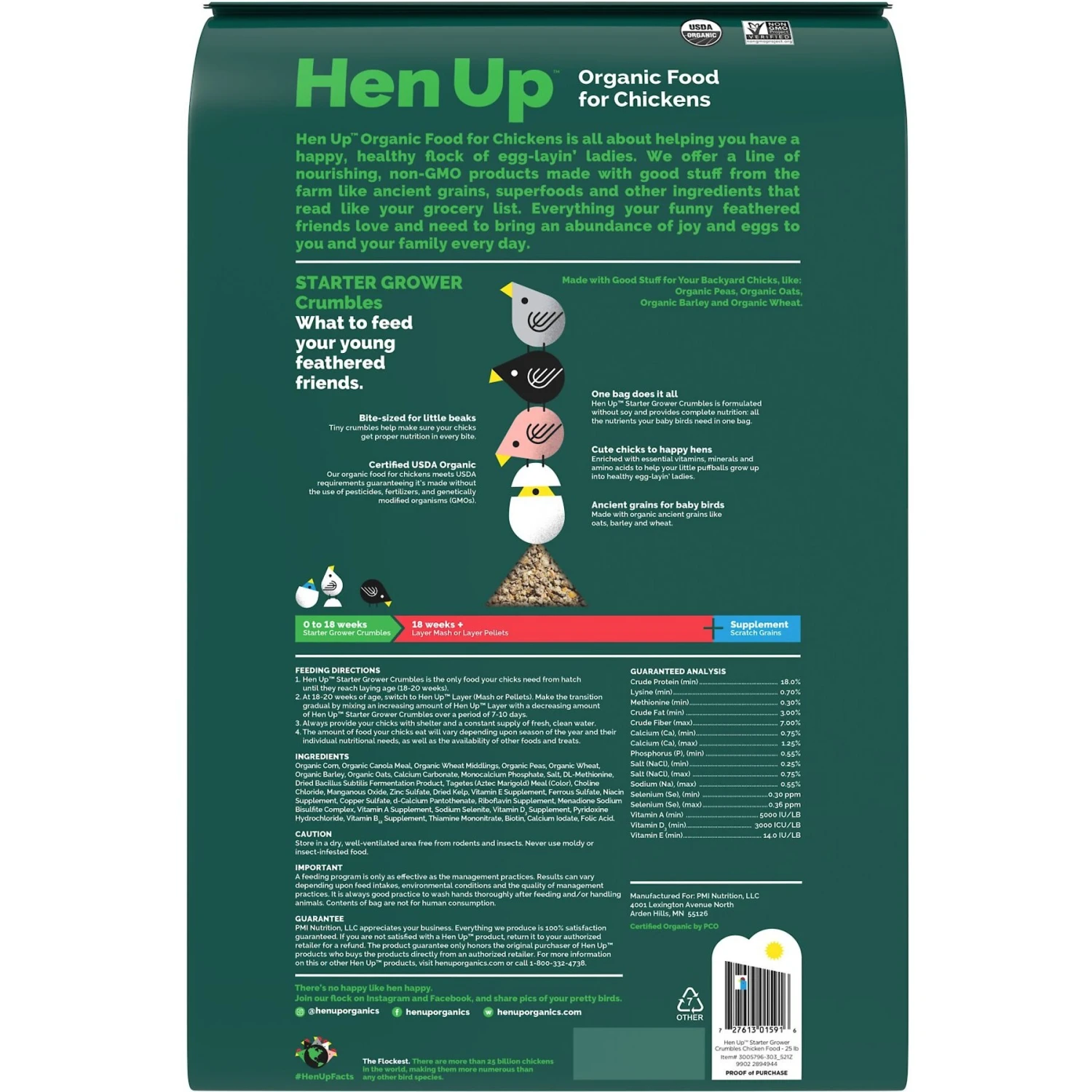 Hen Up Starter Grower Organic Crumbles Chicken Food, 25-lb Bag 2 Hen Up Starter Grower Organic Crumbles Chicken Food, 25-lb Bag - Image 2