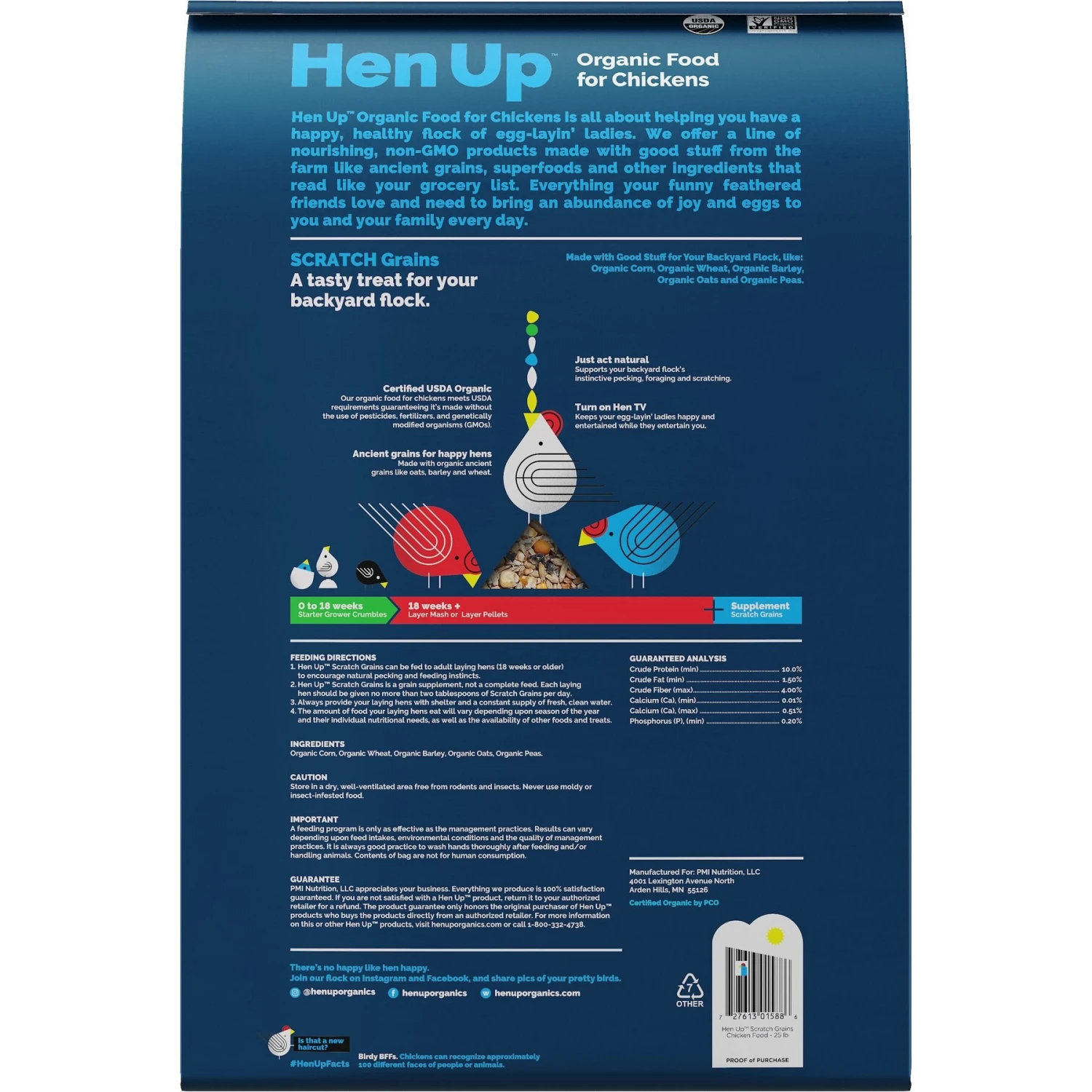 Hen Up Scratch Grains Organic Chicken Food, 25-lb Bag 2 Hen Up Scratch Grains Organic Chicken Food, 25-lb Bag - Image 2