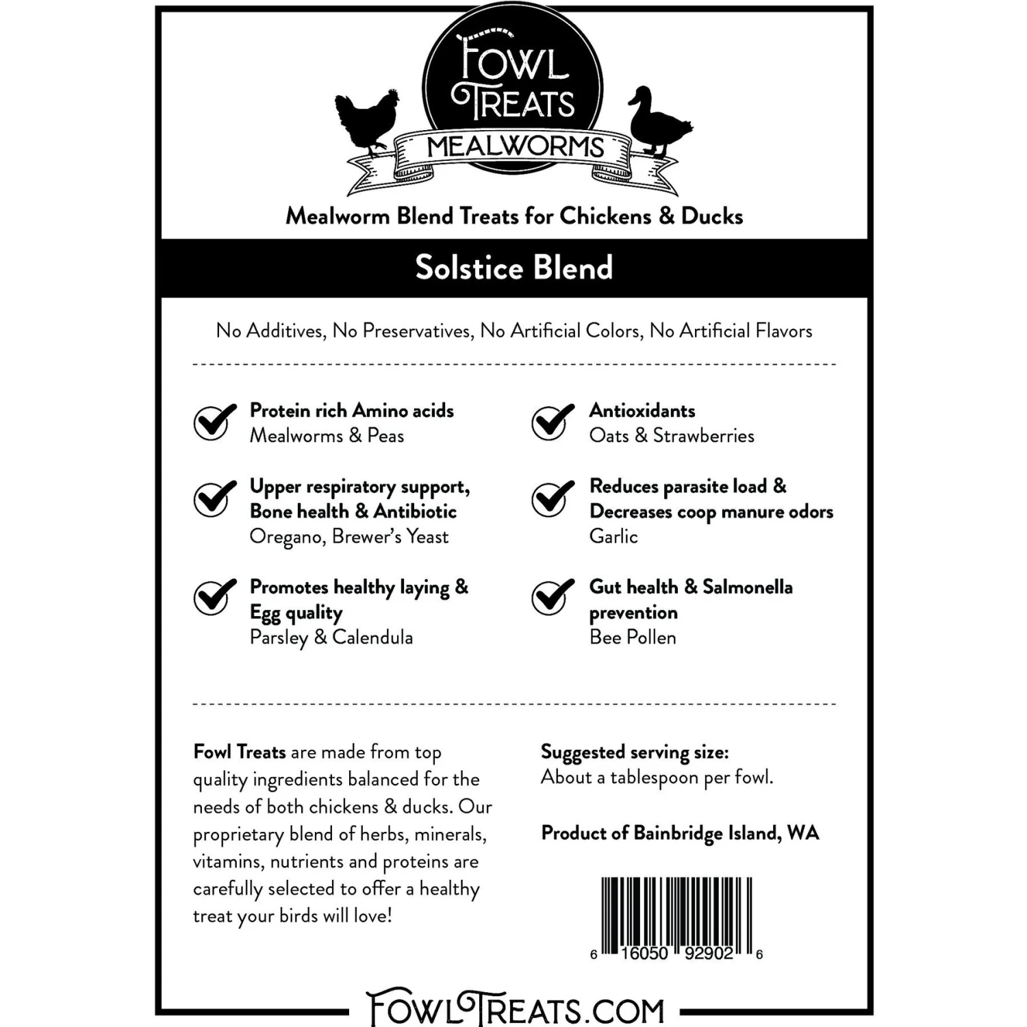 Fowl Treats Mealworm Blend Solstice Blend Chicken & Duck Treats, 2-lb Bag 4 Fowl Treats Mealworm Blend Solstice Blend Chicken & Duck Treats, 2-lb Bag - Image 4