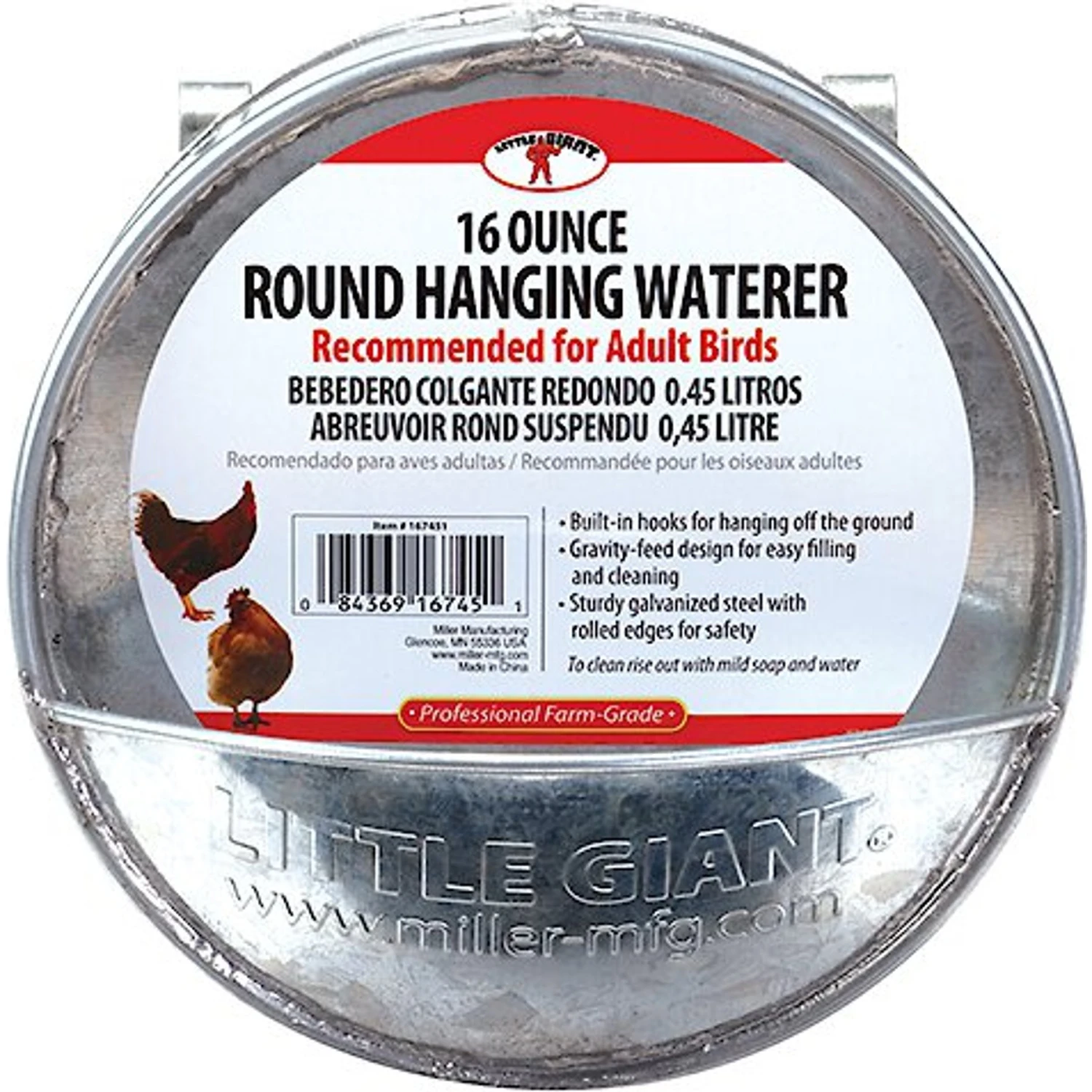 Little Giant Galvanized Round Hanging Poultry Waterer 1 Little Giant Galvanized Round Hanging Poultry Waterer