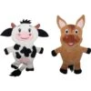 Piggy Poo And Crew Cow & Horse Paper Crinkle Squeaker Toy, 2 Count