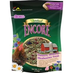 Brown's Encore Natural Farm Fresh Fixins Flowers, Herbs & Mealworms Bird Treats, 5-oz Bag