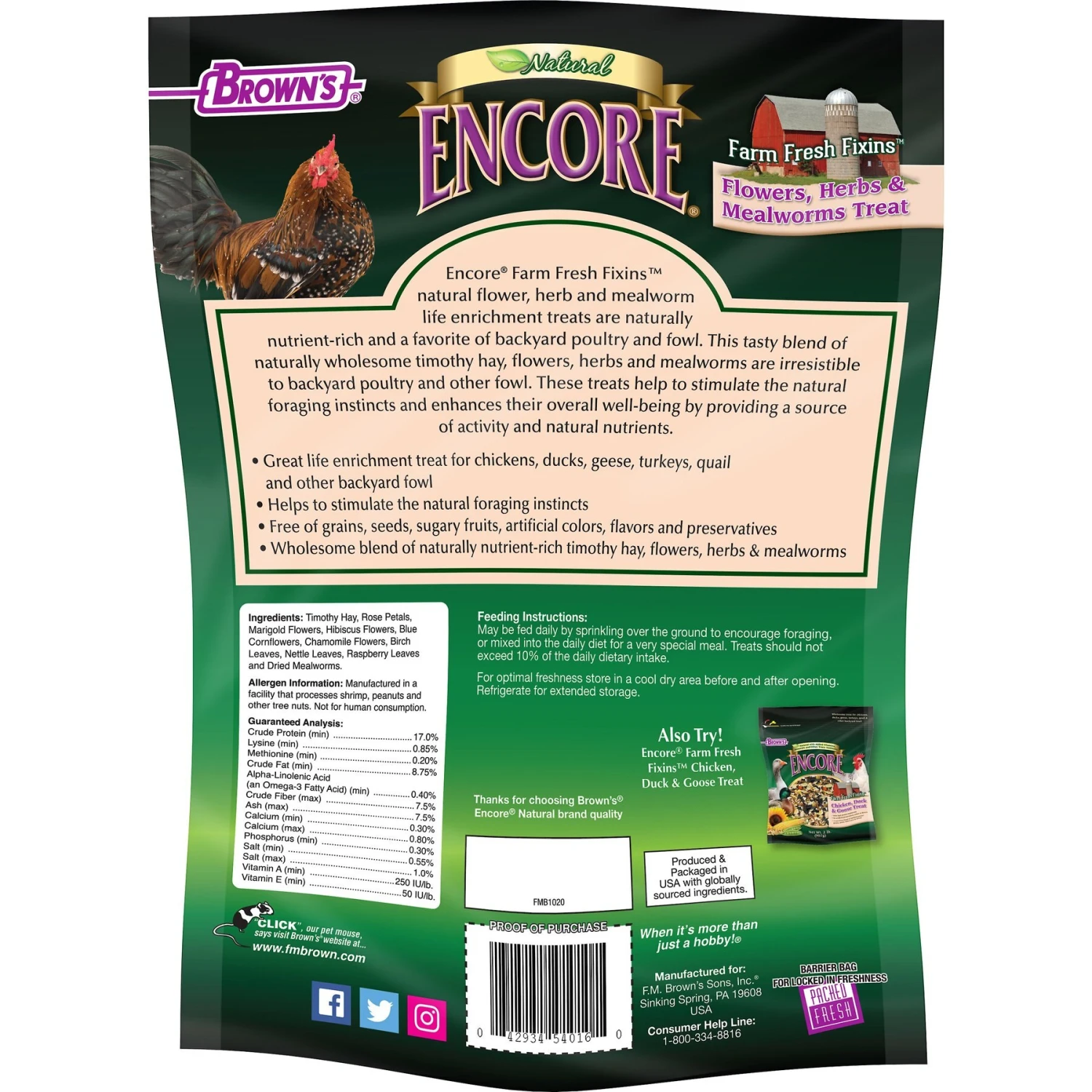 Brown's Encore Natural Farm Fresh Fixins Flowers, Herbs & Mealworms Bird Treats, 5-oz Bag 2 Brown's Encore Natural Farm Fresh Fixins Flowers, Herbs & Mealworms Bird Treats, 5-oz Bag - Image 2