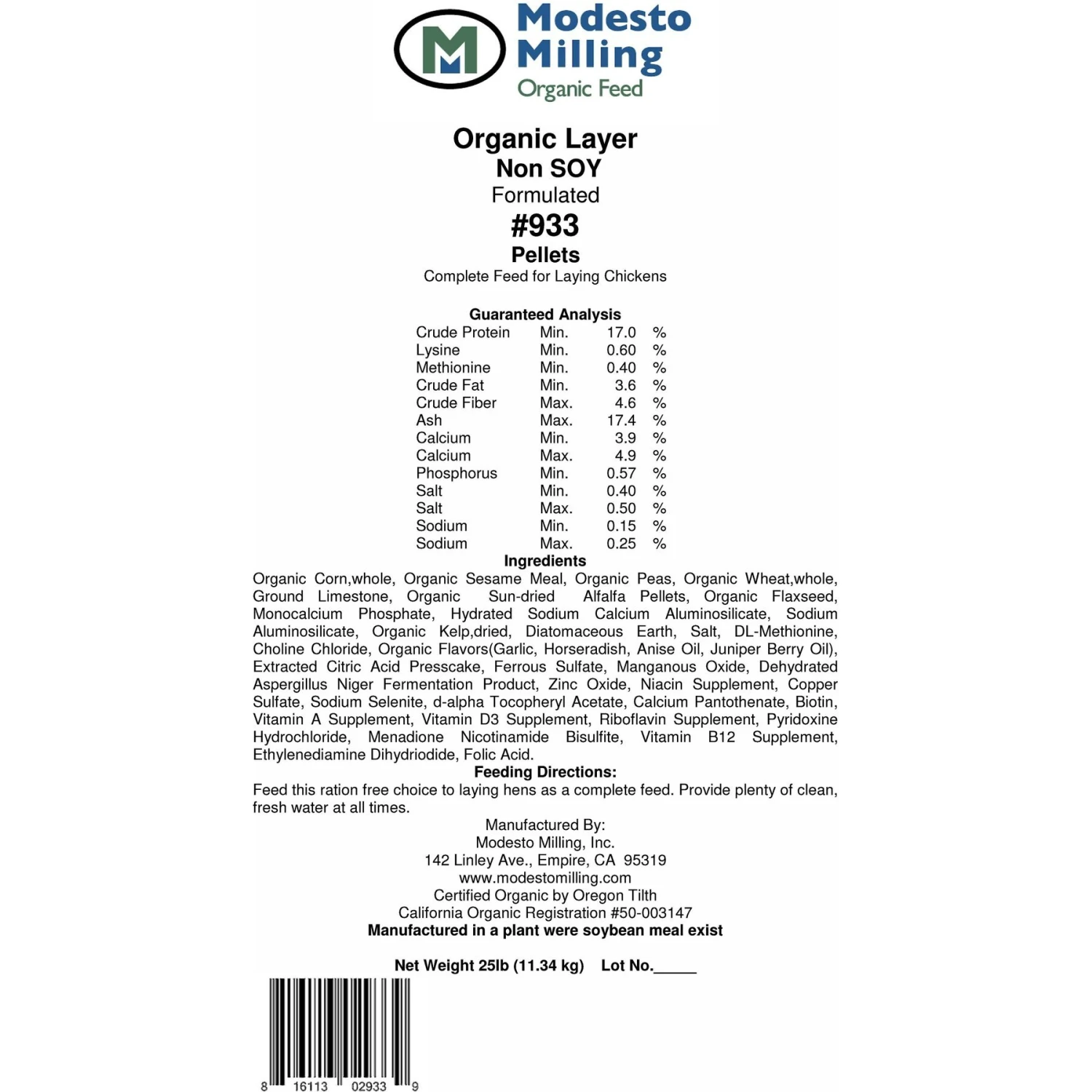 Modesto Milling Organic Non-Soy 17% Protein Layer Pellets Chicken Feed 4 Modesto Milling Organic Non-Soy 17% Protein Layer Pellets Chicken Feed - Image 4