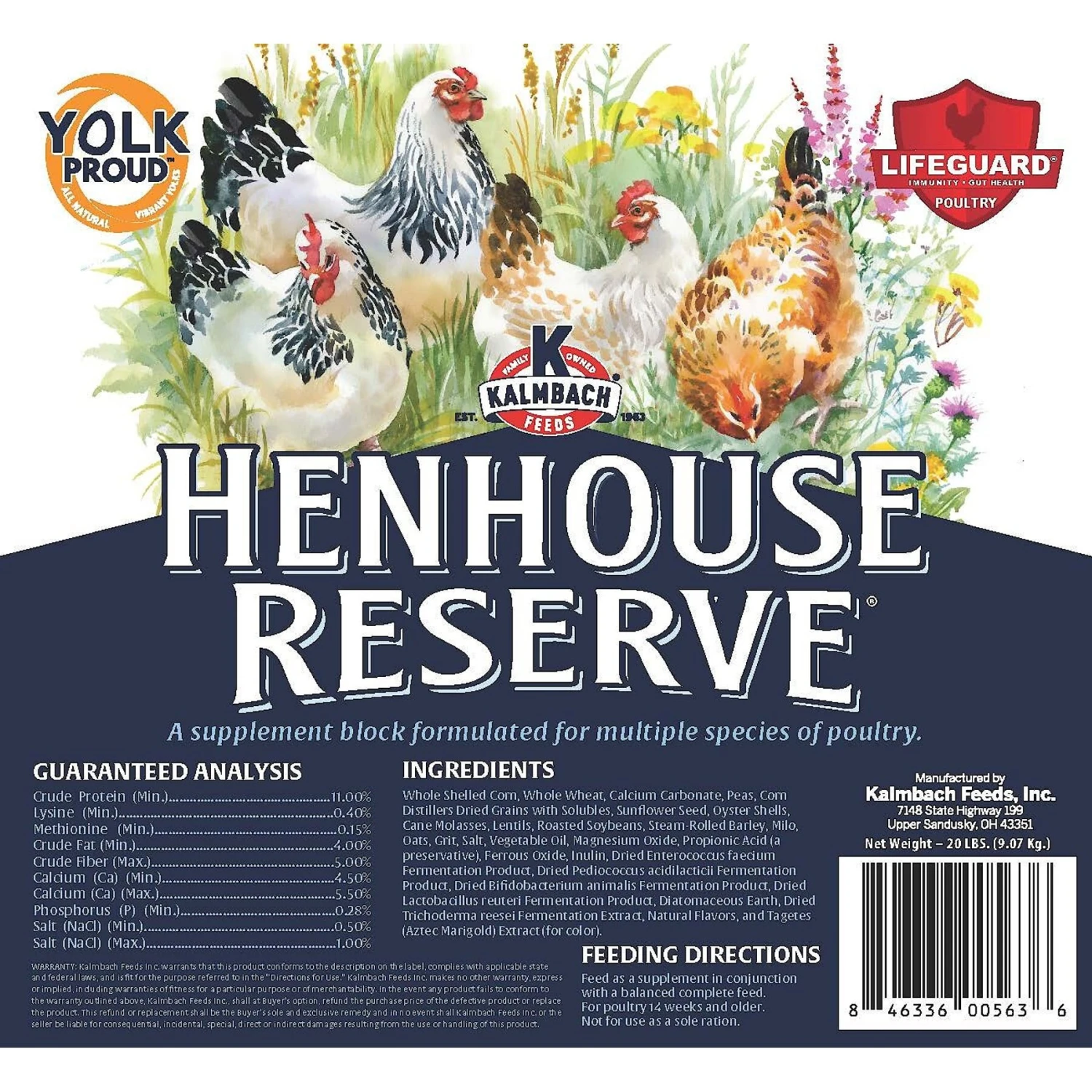 Kalmbach Feeds Henhouse Reserve Poultry Supplement, 20-lb Block 3 Kalmbach Feeds Henhouse Reserve Poultry Supplement, 20-lb Block - Image 3