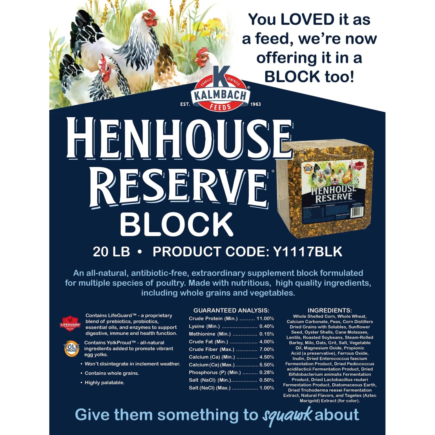 Kalmbach Feeds Henhouse Reserve Poultry Supplement, 20-lb Block 4 Kalmbach Feeds Henhouse Reserve Poultry Supplement, 20-lb Block - Image 4