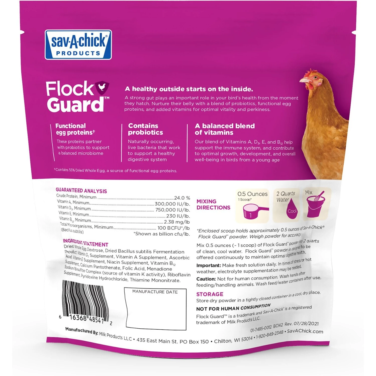 Sav-A-Caf Sav-A-Chick Flock Guard Poultry Supplement, 12.3-oz Pouch 2 Sav-A-Caf Sav-A-Chick Flock Guard Poultry Supplement, 12.3-oz Pouch - Image 2