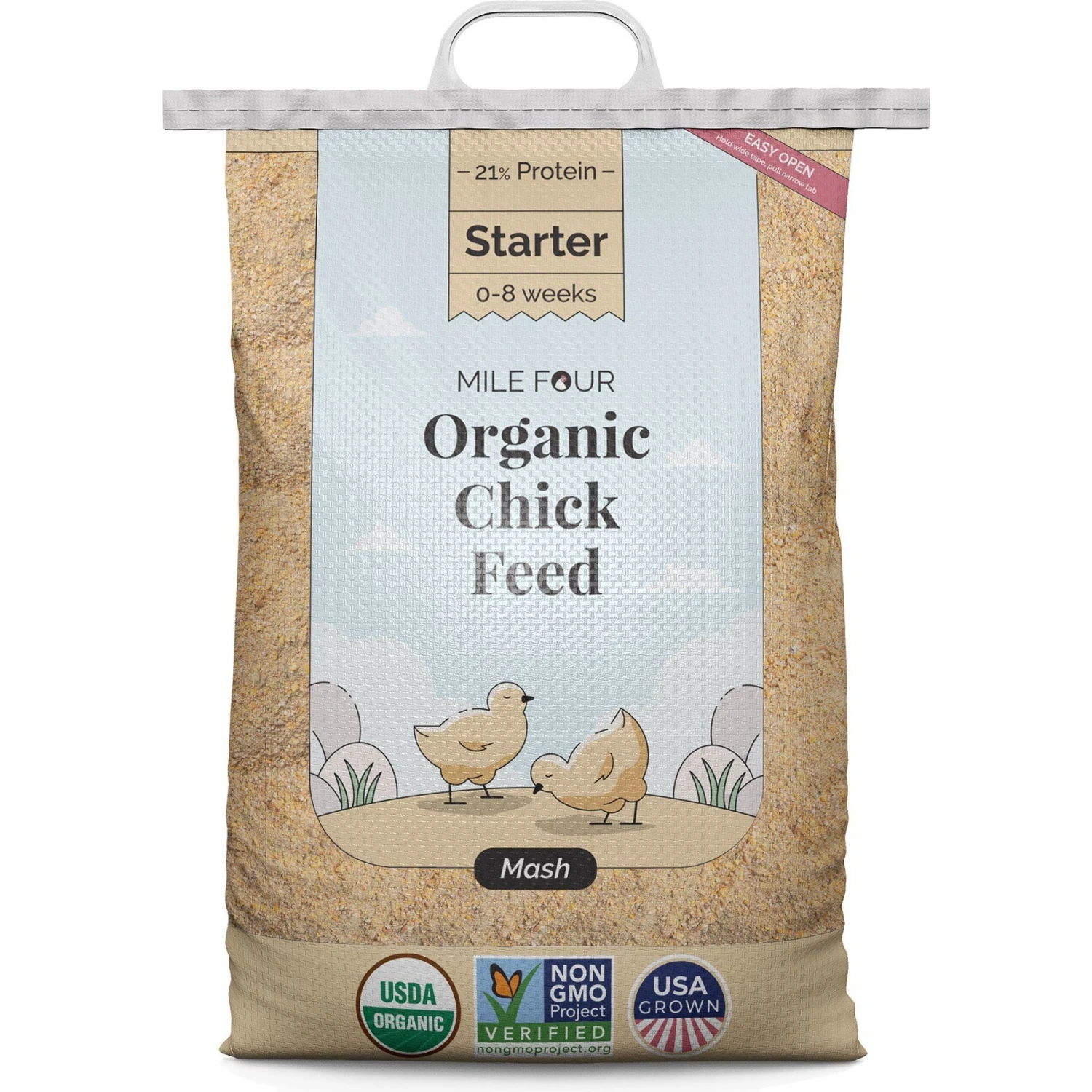 Mile Four Organic 21% Protein Mash Starter Chicken & Duck Feed 1 Mile Four Organic 21% Protein Mash Starter Chicken & Duck Feed