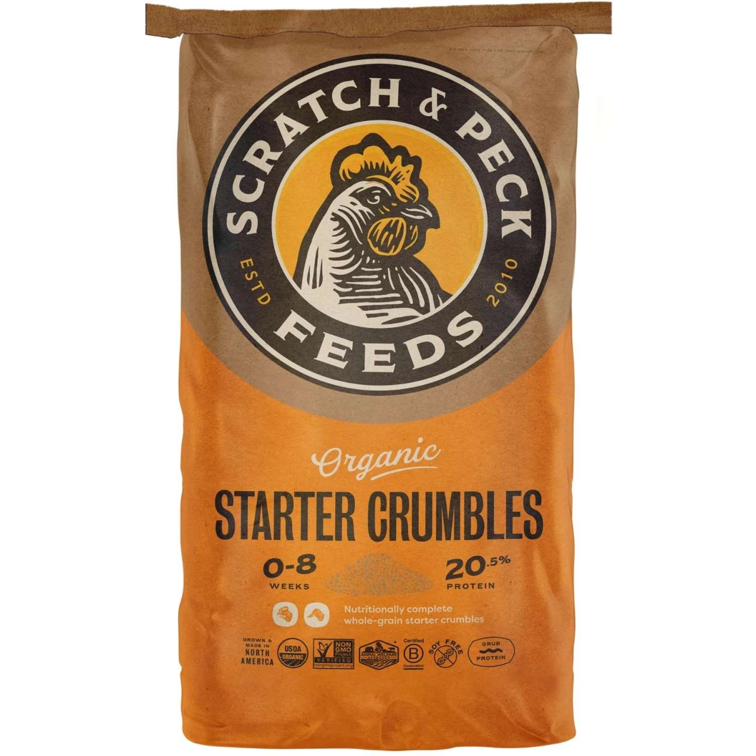 Scratch And Peck Feeds Organic Chicken, Duck, & Waterfowl 20.5% Protein Crumbles & GRUB Protein Starter Feed 1 Scratch And Peck Feeds Organic Chicken, Duck, & Waterfowl 20.5% Protein Crumbles & GRUB Protein Starter Feed