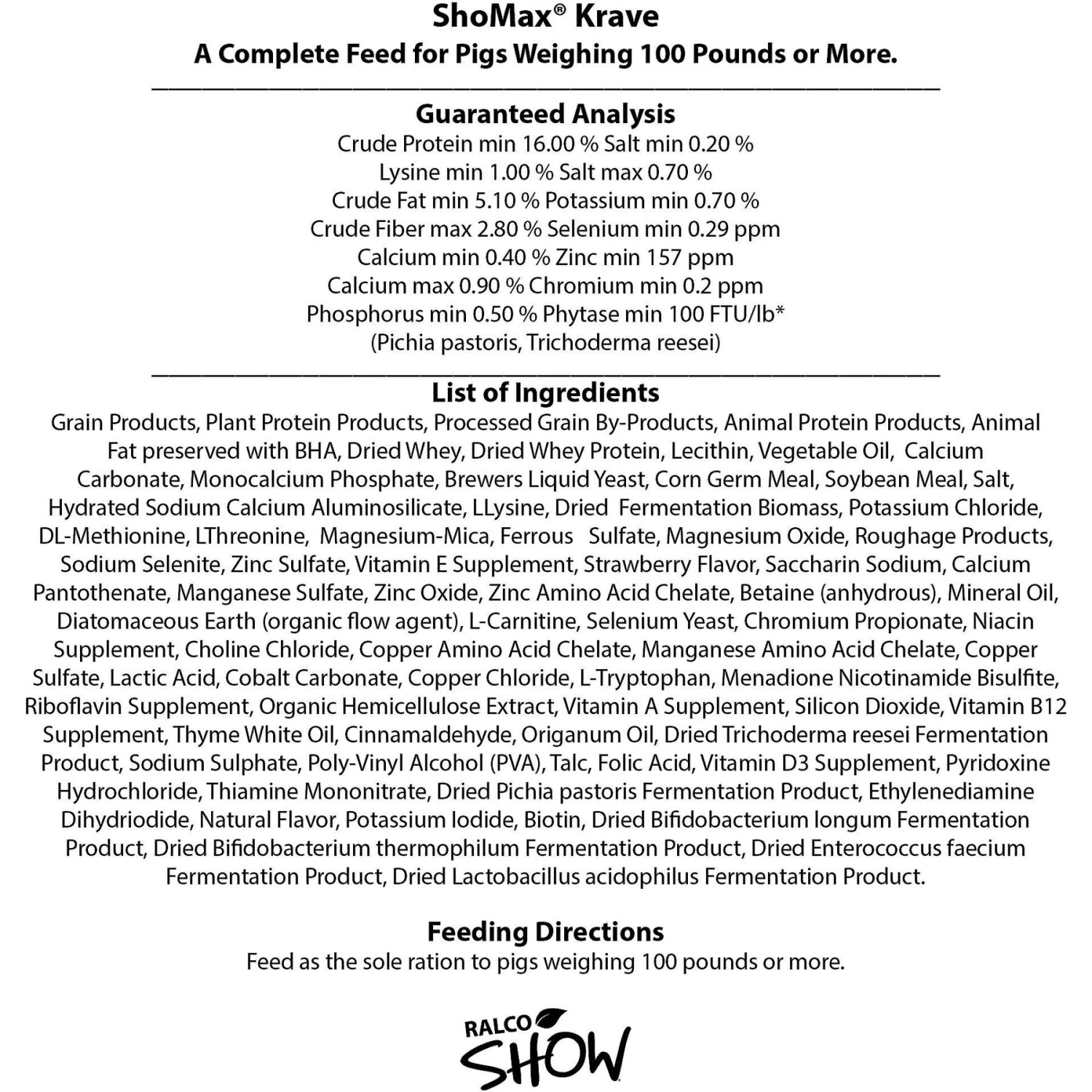 Ralco Show ShowMax Krave Swine Feed 2 Ralco Show ShowMax Krave Swine Feed - Image 2