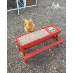 Coops & Feathers Chick-Nic Table Poultry Feeder, Red -Meadow Farm 370730 PT4. AC SS1800 V1646946150