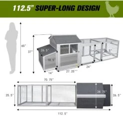 Coziwow Wooden Outdoor Chicken Coop With Run & Nesting Box Small Pet Habitats -Meadow Farm 523046 PT3. AC SS1800 V1664533824