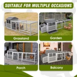 Coziwow Wooden Outdoor Chicken Coop With Run & Nesting Box Small Pet Habitats -Meadow Farm 523046 PT4. AC SS1800 V1664534034