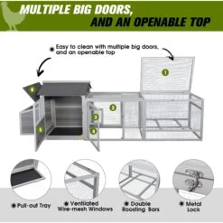 Coziwow Wooden Outdoor Chicken Coop With Run & Nesting Box Small Pet Habitats -Meadow Farm 523046 PT6. AC SS1800 V1662501471