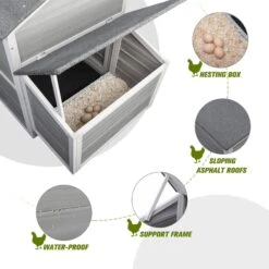 Coziwow Wooden Outdoor Chicken Coop With Run & Nesting Box Small Pet Habitats -Meadow Farm 523046 PT8. AC SS1800 V1664533676