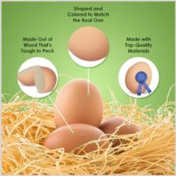 SunGrow Chicken & Duck Training Fake Wooden Eggs, Easter Craft Painting & Home Decor, 2 Count -Meadow Farm 539422 PT3. AC SS1800 V1694033587