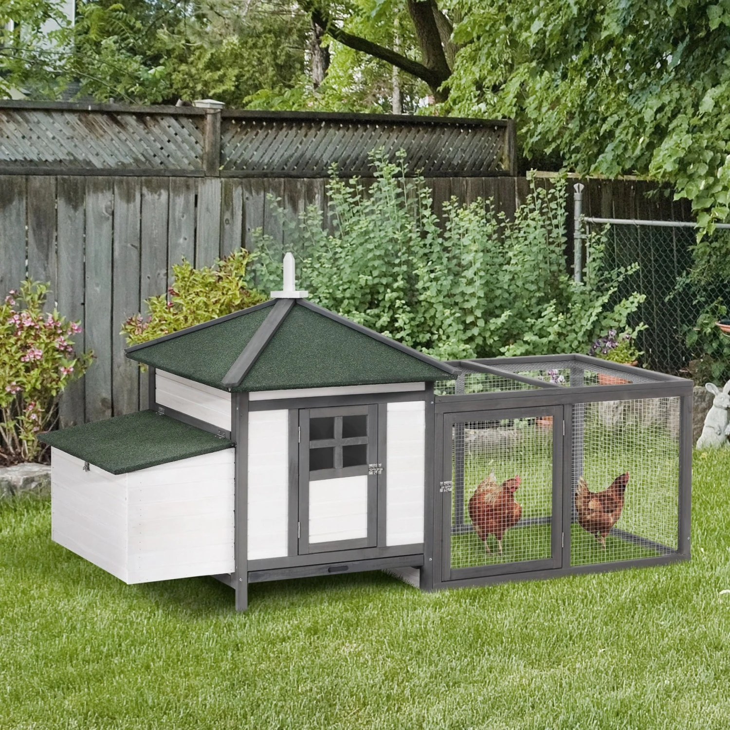 PawHut Wooden Chicken Coop Hen House & Rabbit Hutch 3 PawHut Wooden Chicken Coop Hen House & Rabbit Hutch - Image 3