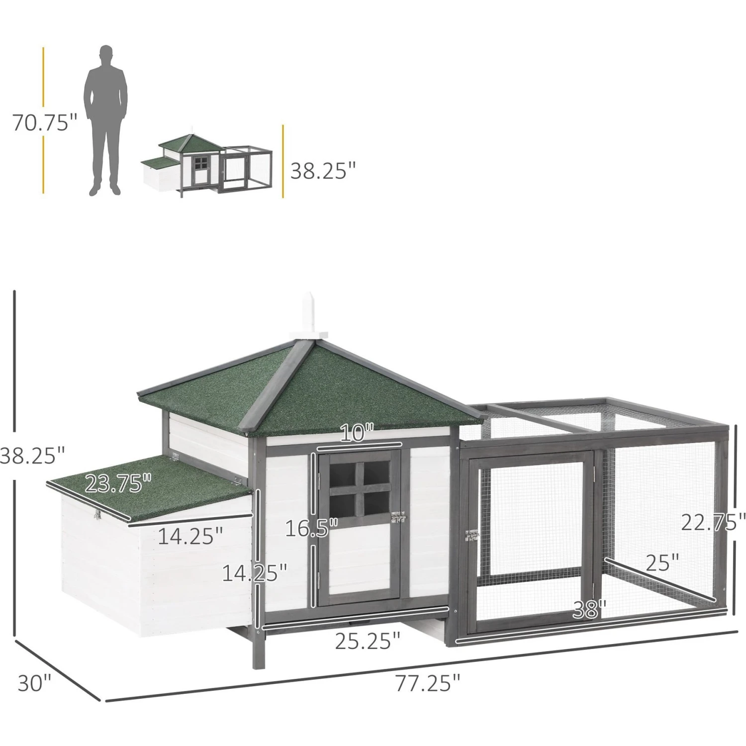 PawHut Wooden Chicken Coop Hen House & Rabbit Hutch 5 PawHut Wooden Chicken Coop Hen House & Rabbit Hutch - Image 5