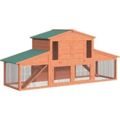 PawHut Outdoor Run Wooden Bunny Rabbit Hutch & Chicken Coop