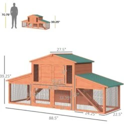 PawHut Outdoor Run Wooden Bunny Rabbit Hutch & Chicken Coop -Meadow Farm 539926 PT4. AC SS1800 V1657658927