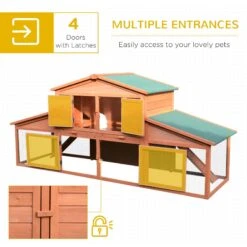 PawHut Outdoor Run Wooden Bunny Rabbit Hutch & Chicken Coop -Meadow Farm 539926 PT5. AC SS1800 V1657658927