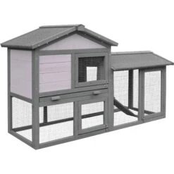 PawHut Outdoor Raised Painted Deluxe Wood Rabbit Hutch