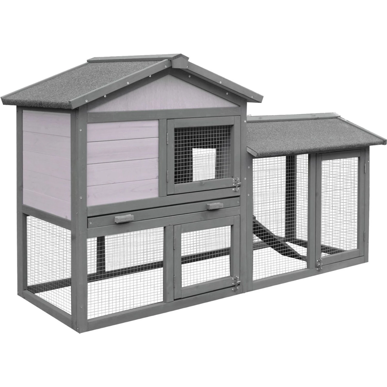 PawHut Outdoor Raised Painted Deluxe Wood Rabbit Hutch 1 PawHut Outdoor Raised Painted Deluxe Wood Rabbit Hutch
