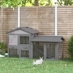 PawHut Outdoor Raised Painted Deluxe Wood Rabbit Hutch 11 PawHut Outdoor Raised Painted Deluxe Wood Rabbit Hutch -Meadow Farm 539950 PT2. AC SS1800 V1657658928