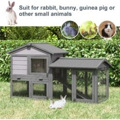 PawHut Outdoor Raised Painted Deluxe Wood Rabbit Hutch 14 PawHut Outdoor Raised Painted Deluxe Wood Rabbit Hutch -Meadow Farm 539950 PT5. AC SS1800 V1657658928