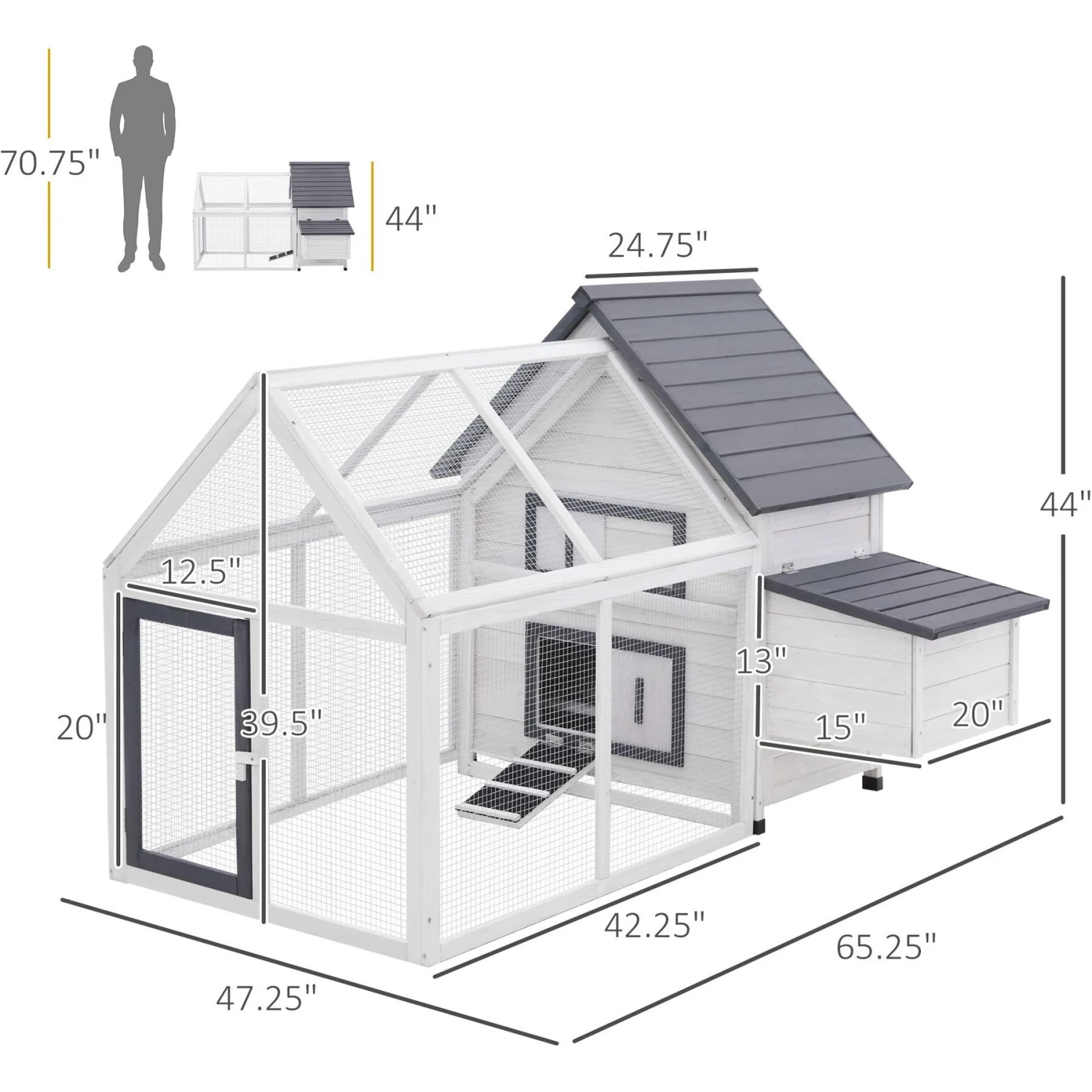 PawHut Wooden Nesting Box Chicken Coop, Hen House & Rabbit Hutch 5 PawHut Wooden Nesting Box Chicken Coop, Hen House & Rabbit Hutch - Image 5
