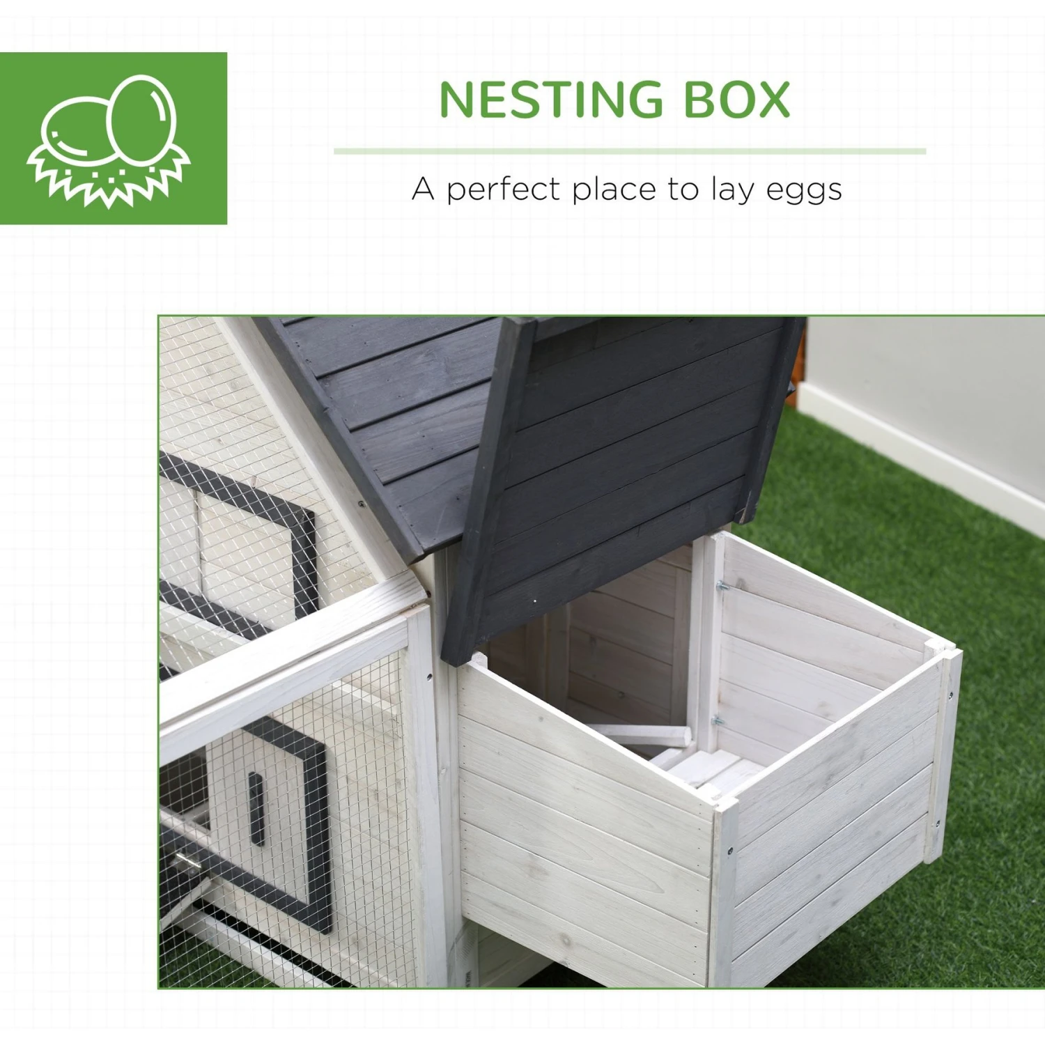 PawHut Wooden Nesting Box Chicken Coop, Hen House & Rabbit Hutch 8 PawHut Wooden Nesting Box Chicken Coop, Hen House & Rabbit Hutch - Image 8