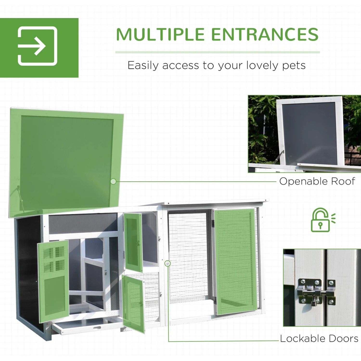 PawHut Backyard PC Roof With Run Box Chicken Coop 7 PawHut Backyard PC Roof With Run Box Chicken Coop - Image 7