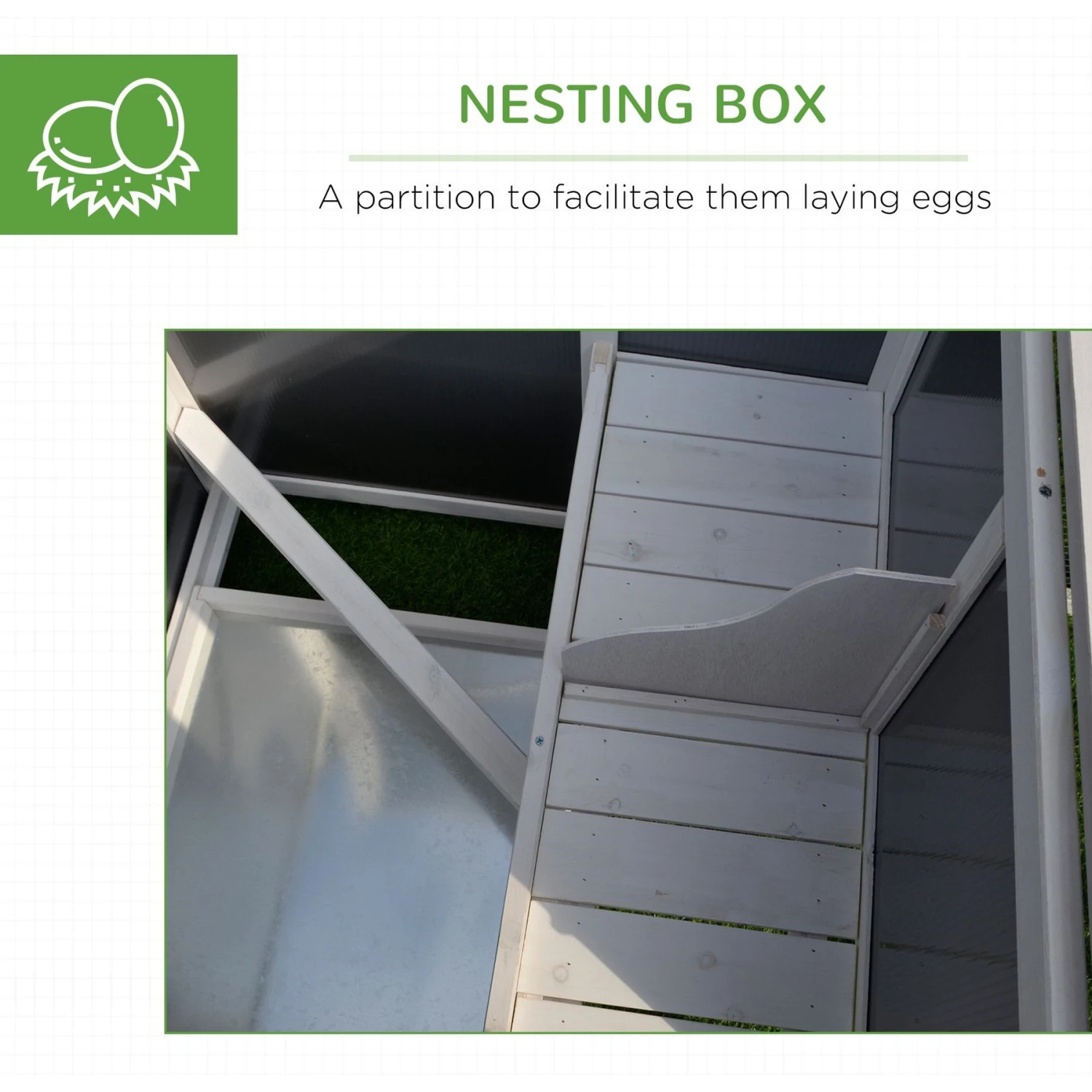 PawHut Backyard PC Roof With Run Box Chicken Coop 8 PawHut Backyard PC Roof With Run Box Chicken Coop - Image 8