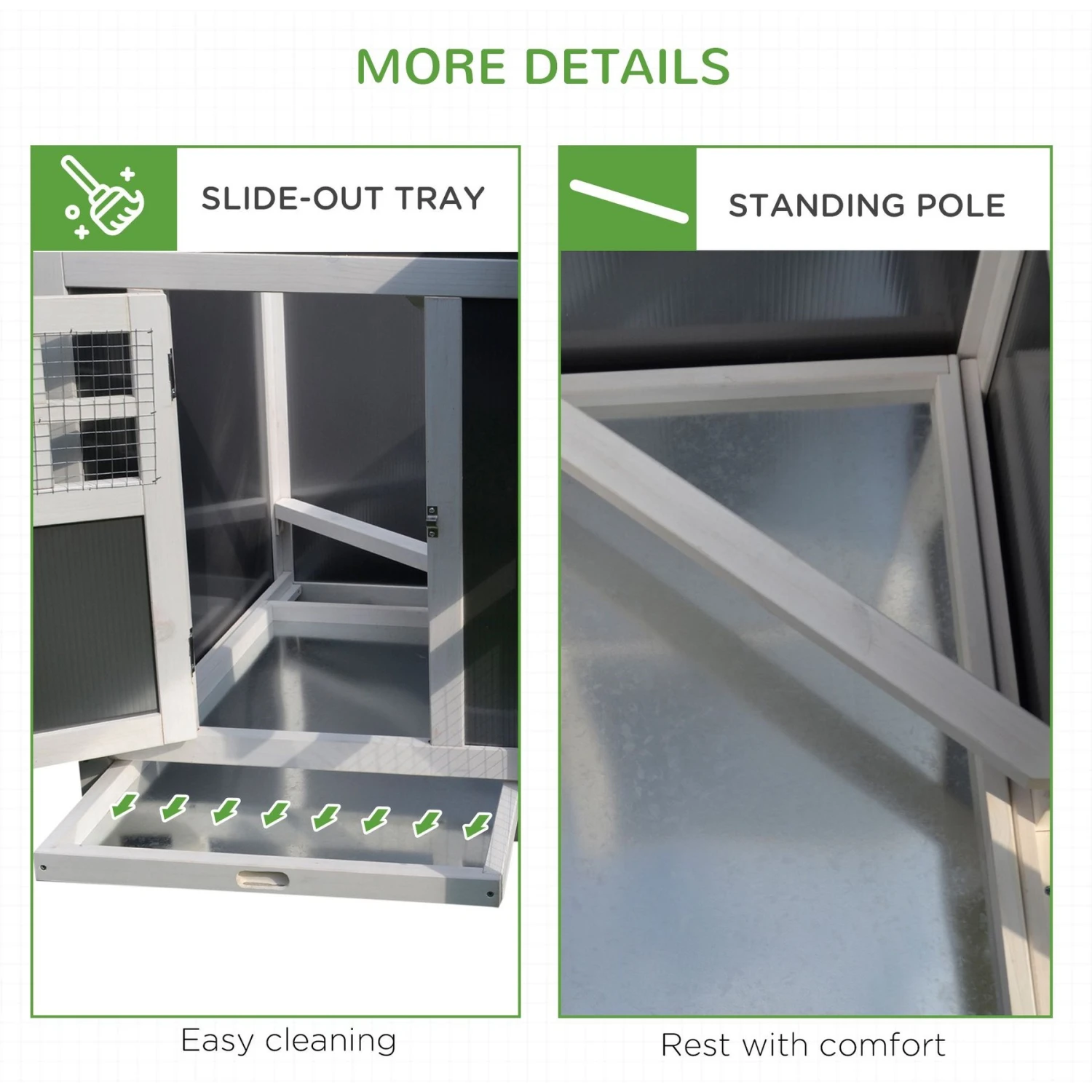 PawHut Backyard PC Roof With Run Box Chicken Coop 9 PawHut Backyard PC Roof With Run Box Chicken Coop - Image 9