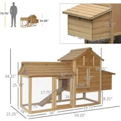 PawHut Nesting Box Wooden Chicken Coop, Hen House & Rabbit Hutch -Meadow Farm 540046 PT4. AC SS1800 V1657658932