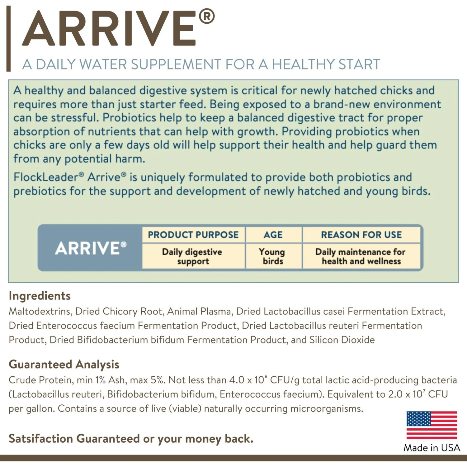 FlockLeader Arrive Poultry Supplement, 8-oz Bag 2 FlockLeader Arrive Poultry Supplement, 8-oz Bag - Image 2