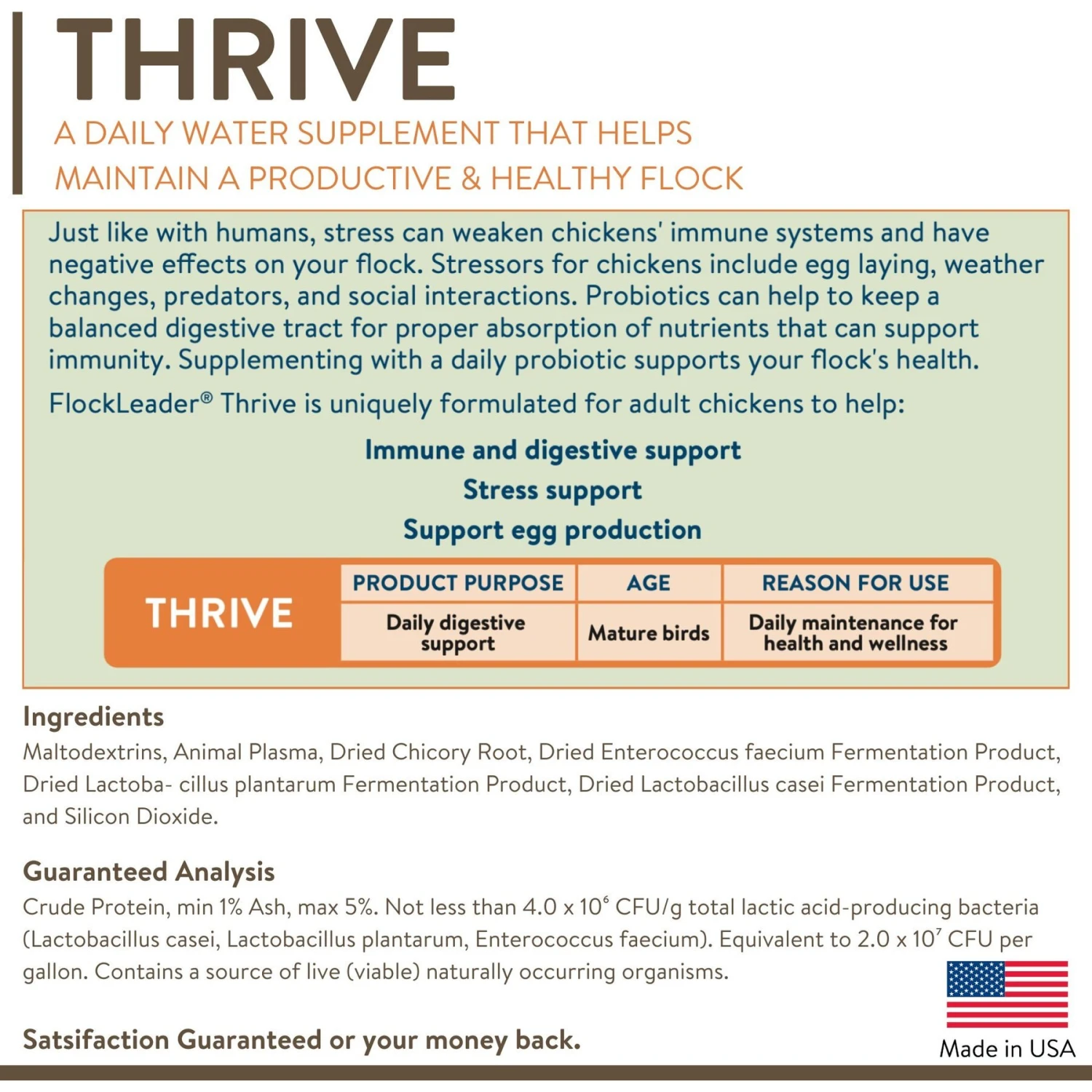 FlockLeader Thrive Poultry Supplement, 8-oz Bag 2 FlockLeader Thrive Poultry Supplement, 8-oz Bag - Image 2